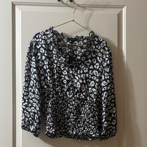 Chic Black and White Animal Print Blouse